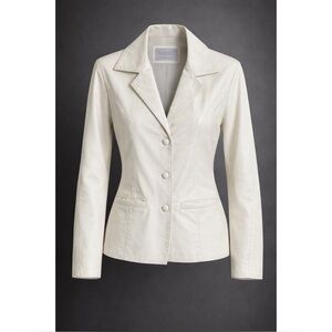 Vintage Venezza White Leather Blazer | modern Size Small | 100% Italian leather